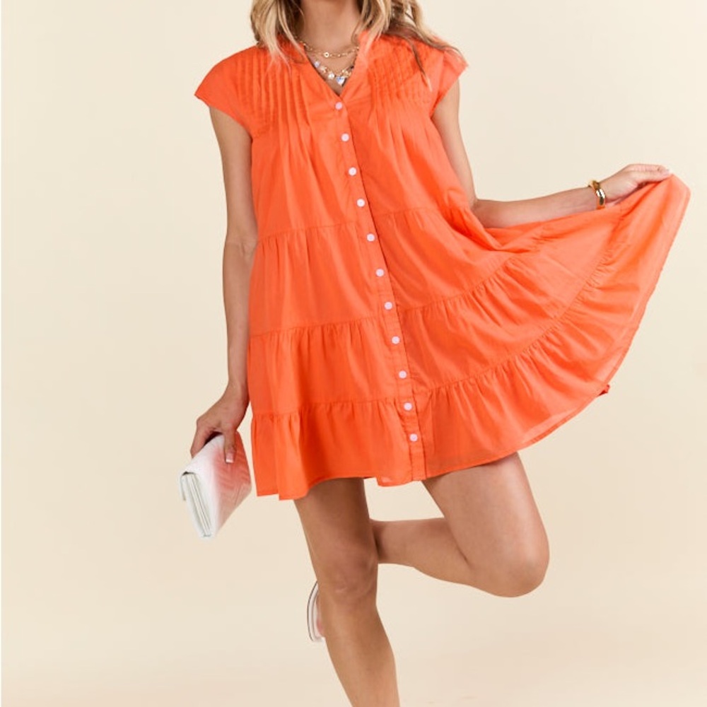 NEW Pink Lily Orange Tiered Ruffled Sundress NWOT